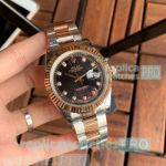 At Wholesale Rolex Datejust Black Dial 2-Tone Rose Gold Men's Watch